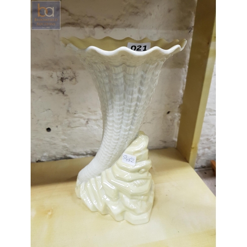 21 - LARGE BELLEEK LUSTRE SHELL VASE