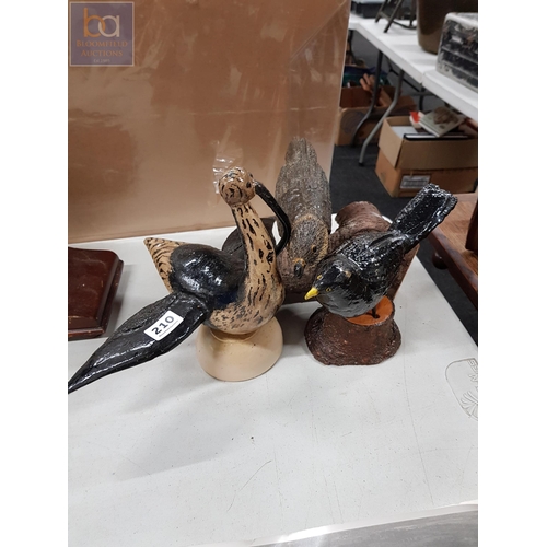 210 - 3 HAND CARVED BIRDS