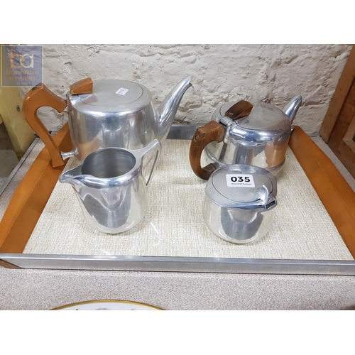 35 - VINTAGE PIQUOT TEA SET AND TRAY