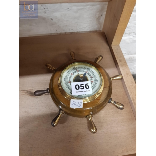 56 - SMALL ANTIQUE SHIPS WHEEL BAROMETER