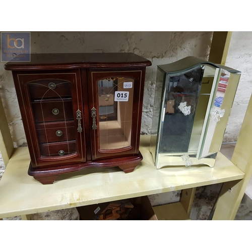2 UPRIGHT JEWELLERY BOXES