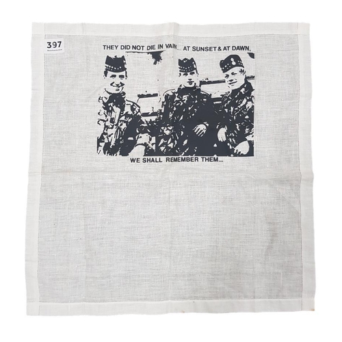 397 - PRISON ART HANDKERCHIEF - 3 SCOTTISH SOLDIERS