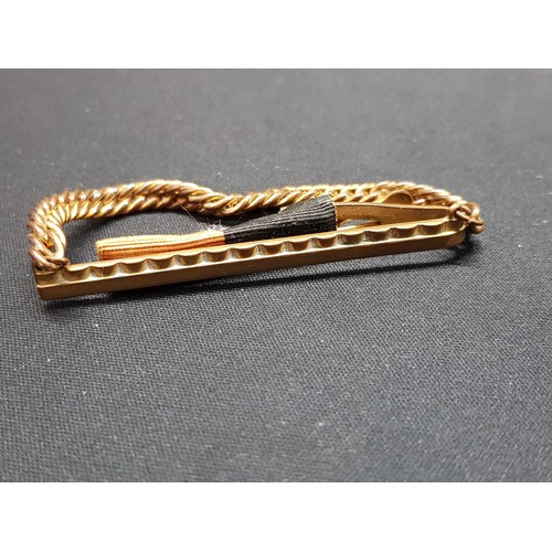 393 - BLACK AND TAN MEDAL WITH COMRAC BAR - UNNAMED AND TIE CLIP IN ORIGINAL BOX