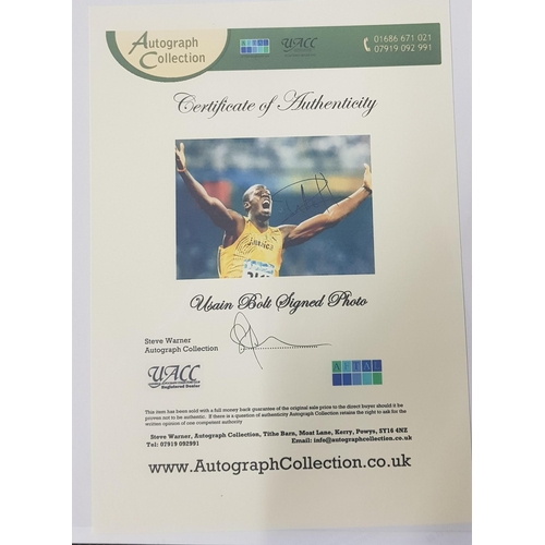 203 - USAIN BOLT SIGNED PHOTO WITH CERTIFICATE OF AUTHENTICITY