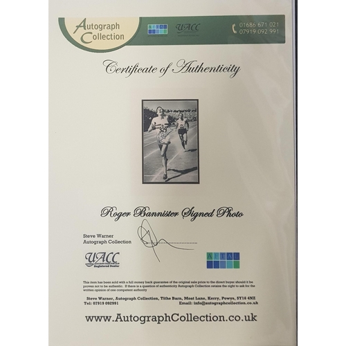 204 - ROGER BANNISTER SIGNED PHOTO WITH CERTIFICATE OF AUTHENTICITY