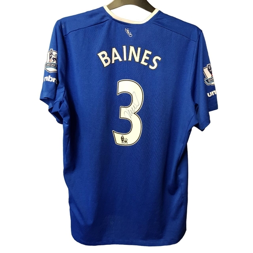 45 - EVERTON F.C SHIRT POSSIBLY MATCH WORN AND SIGNED BAINES NO.3