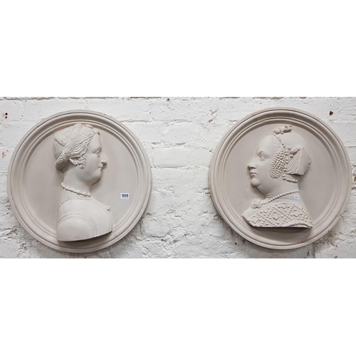 20 - PAIR OF PLASTER PLAQUES