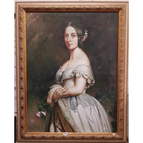 3 - LARGE OIL ON CANVAS - VICTORIAN LADY