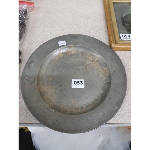 53 - EARLY PEWTER PLATE