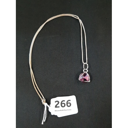 266 - SILVER AMETHYST PENDANT ON SILVER CHAIN