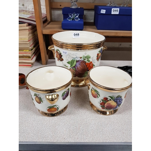 48 - 3 GOLD GILDED WITH FRUIT PLANT POTS