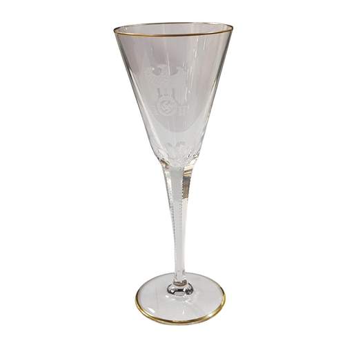 127 - LEAD CRYSTAL CHAMPAGNE GLASS FROM ADOLF HITLER'S PERSONAL TABLE SERVICE AT THE BERGHOF