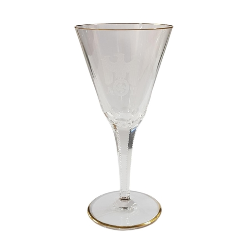 128 - LEAD CRYSTAL WHITE WINE GLASS FROM ADOLF HITLER'S PERSONAL TABLE SERVICE AT THE BERGHOF