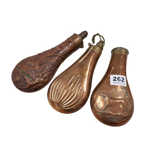 262 - 3 COPPER POWDER FLASKS