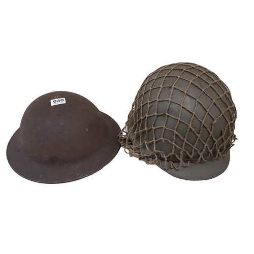 40 - 2 MILITARY HELMETS