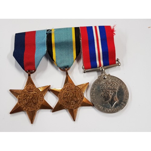 3 - QUANTITY OF WORLD WAR II MEDALS, IMPERIAL SERVICE MEDAL & PAPERWORK ETC