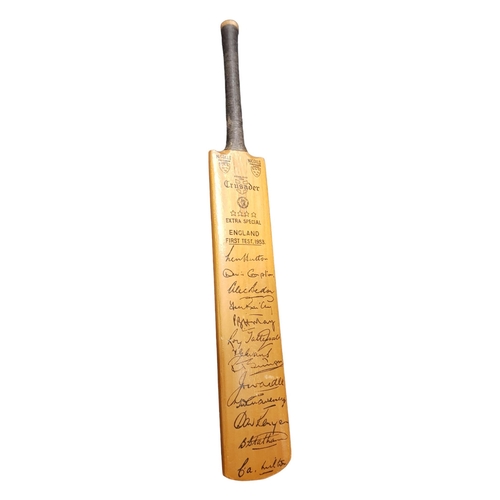 129 - MINIATURE SIGNED CRICKET BAT ENGLAND 1953