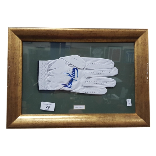 29 - FRAMED SIGNED GLOVE KENNY PERRY WITH C.O.A