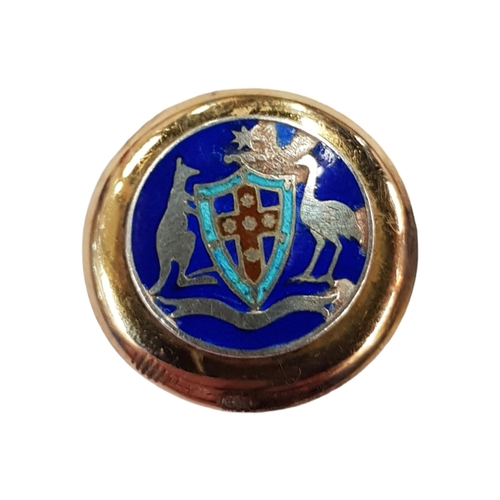 572 - 9 CARAT & SILVER ENAMEL AUSTRALIAN BADGE 3.6 GRAMS