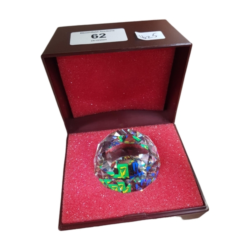 62 - SWAROVSKI BOXED PAPERWEIGHT 'IRELAND'