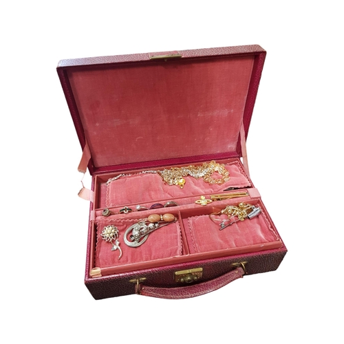 7 - LEATHER JEWELLERY BOX AND GOOD CONTENTS