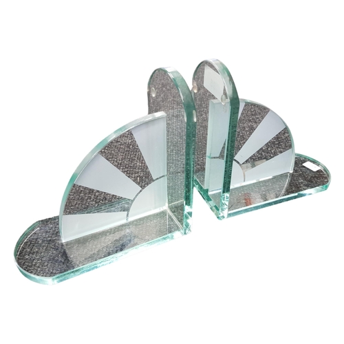 96 - PAIR OF ART DECO STYLE GLASS BOOKENDS