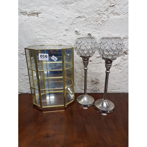 16 - SMALL DISPLAY CASE GLASS CANDLE HOLDERS