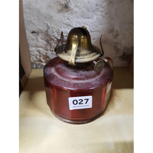 27 - RUBY GLASS OIL LAMP BOWL