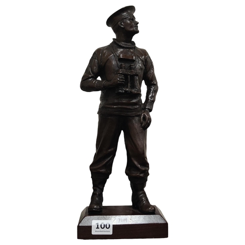 100 - BRONZE STYLE ROYAL NAVY SUBMARINER FIGURE 37CM TALL