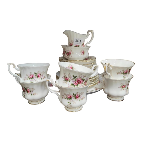 103 - 21 PIECE ROYAL ALBERT LAVENDER ROSE TEA SET