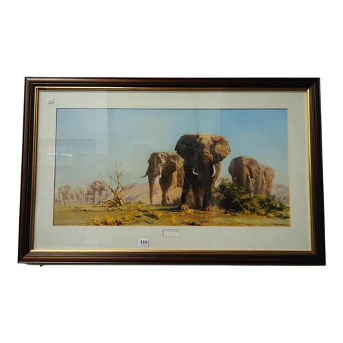 116 - LARGE FRAMED DAVID SHEPHERD PRINT 'THE IVORY IS THEIRS'