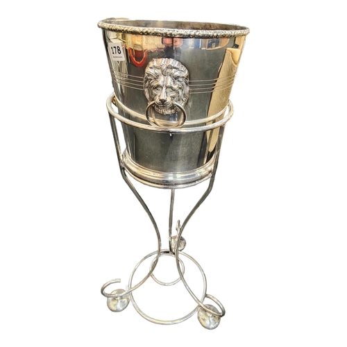 178 - SILVER PLATED CHAMPAGNE ICE BUCKET ON STAND