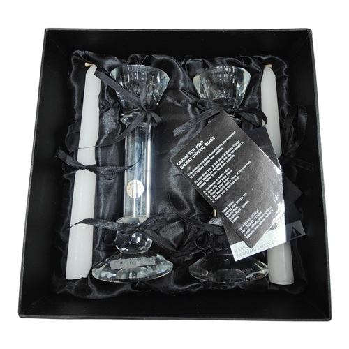 179 - SET OF GALWAY CRYSTAL CANDLESTICKS - BOXED