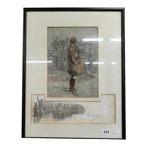 222 - SIGNED ORIGINAL SNAFFLES PRINT GOOD HUNTING OLD SPORTSMAN - THE GUNNER