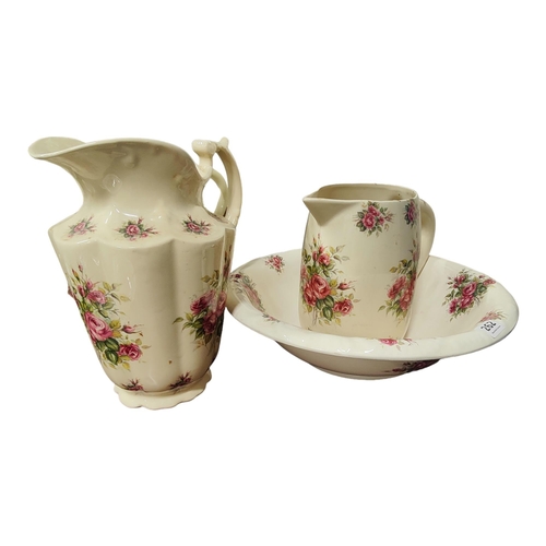 262 - PORCELAIN JUG & BASIN & EXTRA JUG