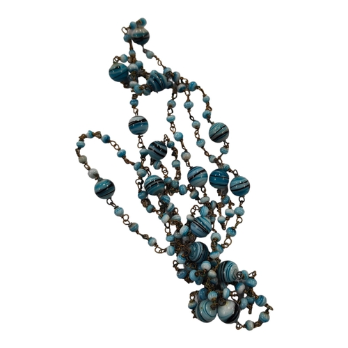 333 - VINTAGE TURQUOISE MORANA GLASS NECKLACE