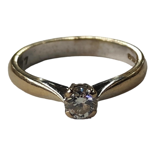 374 - 18 CARAT WHITE GOLD DIAMOND SOLITAIRE RING WITH 0.33 CARAT OF DIAMOND