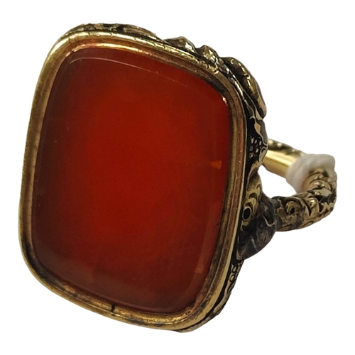 384 - VICTORIAN GOLD CORNELIAN SET RING