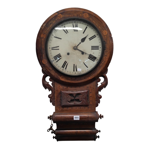 5 - ANTIQUE INLAID DROP DIAL CLOCK