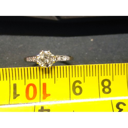 377 - PLATINUM SET SINGLE STONE DIAMOND RING ALMOST FLAWLESS