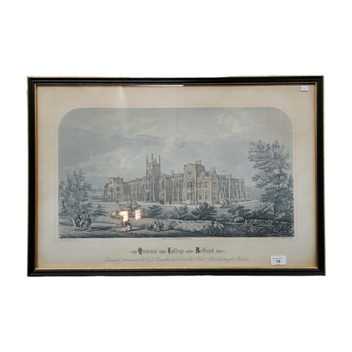 10 - LARGE ANTIQUE FRAMED PRINT - QUEENS COLLEGE BELFAST