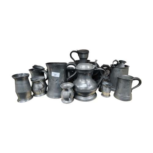 37 - LARGE QUANTITY ANTIQUE PEWTER