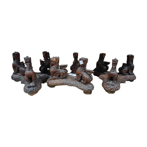 38 - 3 ANTIQUE CARVED ORIENTAL STANDS