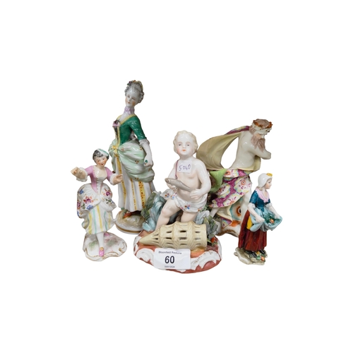 60 - QUANTITY OF ANTIQUE PORCELAIN FIGURES