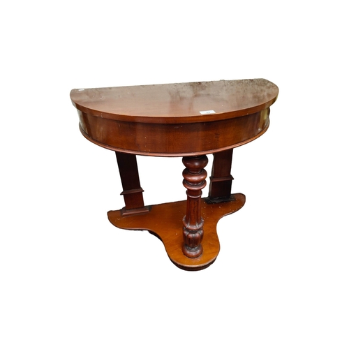 39 - VICTORIAN HALF MOON HALL TABLE