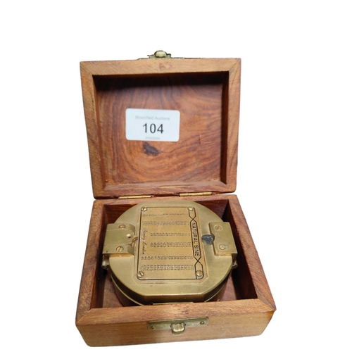 104 - BRASS COMPASS IN WOODEN CASE