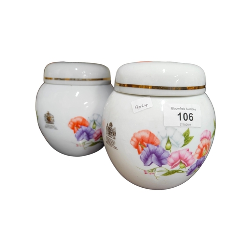 106 - PAIR OF VINTAGE YARDLEY SWEET PEA GINGER JARS