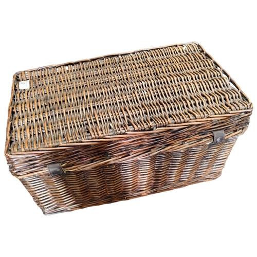 22 - VINTAGE WICKER PICNIC BASKET