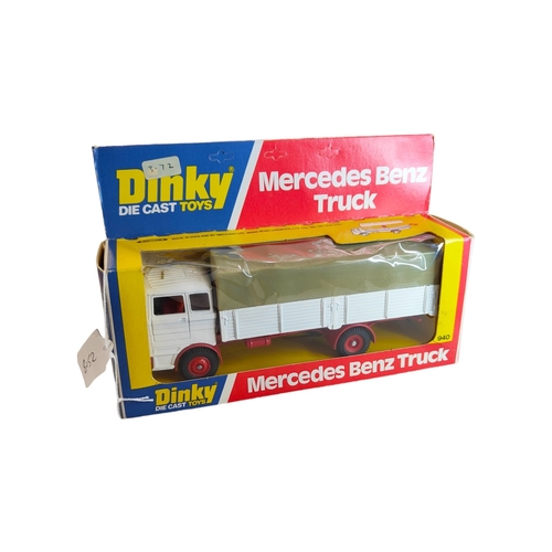 403 - BOXED DINKY MODEL 940, MERCEDES BENZ TRUCK, WHITE WITH GREY CANOPY