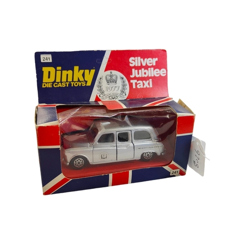 412 - BOXED DINKY MODEL 241, SILVER JUBILEE LONDON TAXI FOR 1977 IN SILVER COLOUR